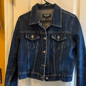 ANGELS DARK BLUE JEAN JACKET WAIST LENGTH GREAT CONDITION SIZE LARGE